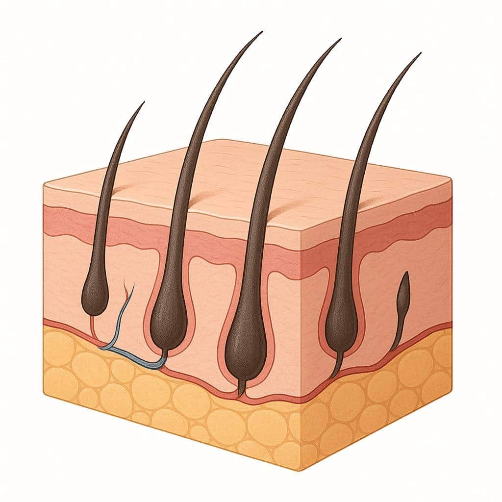 Image of skin with hair showing hair regrowth, 3-4 months in
